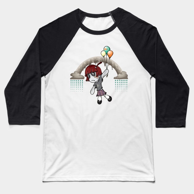 Super Cute Kawaii Goth Girl Baseball T-Shirt by Renegade Rags